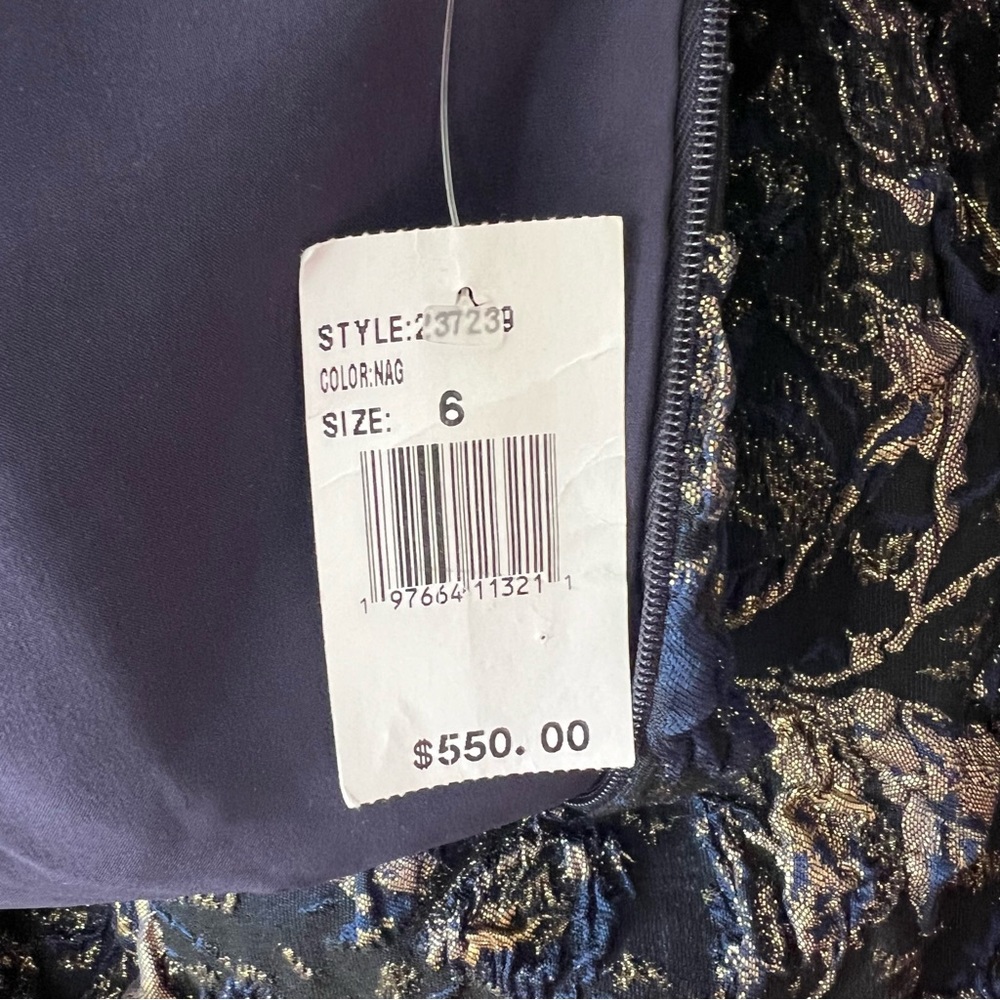 NEW NWT Teri Jon By Rickie Freeman Cap Sleeve Metallic Jacquard Cocktail Dress - Picture 10 of 12